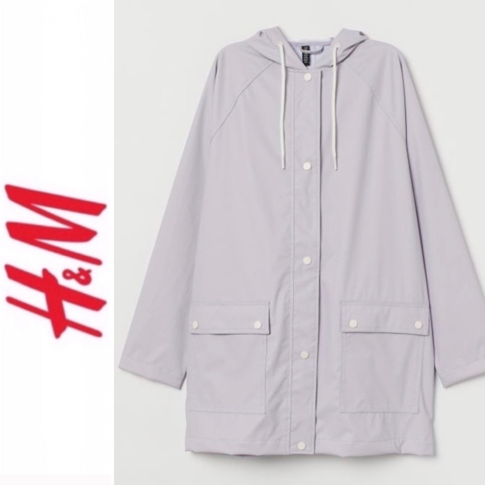 h&m light purple water resistant rain coat